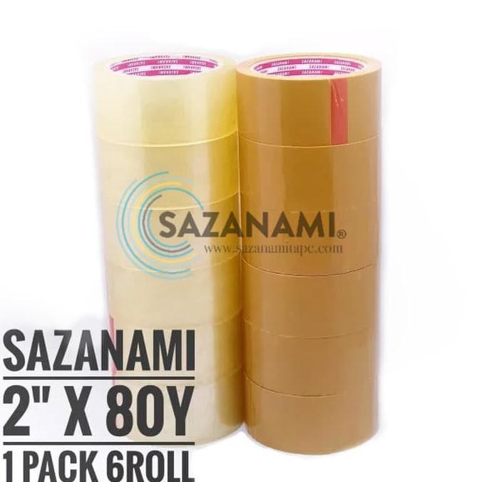 

1 Box Lakban Bening 2" inch x 80 Yard Sazanami Tape Isolasi - Bening