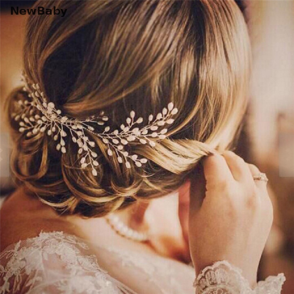 NewBaby Luxury Vintage Bride Hair Accessories Handmade Pearl Wedding Jewelry Comb ID