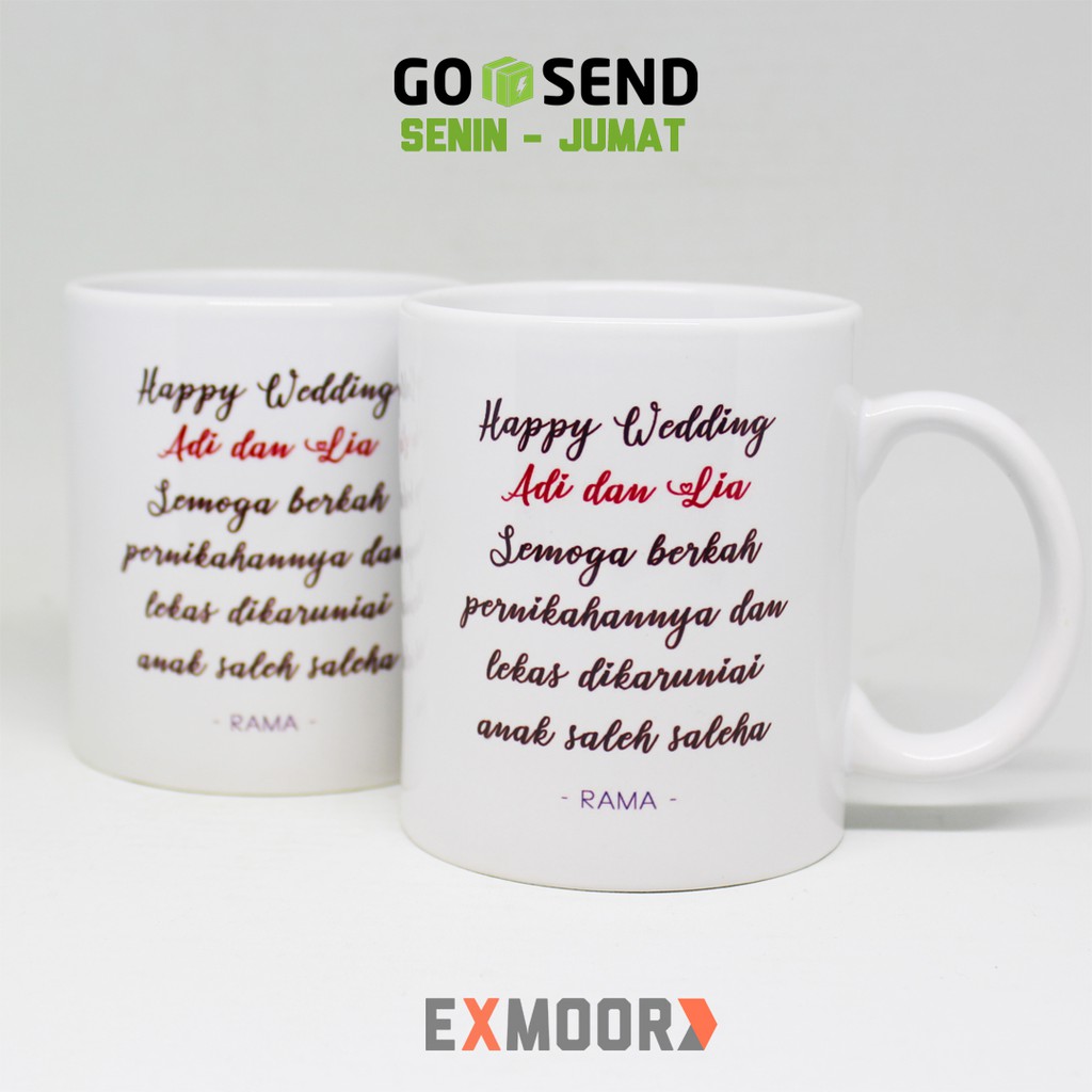 Mug Couple Wedding Casual Non Hijab untuk Kado Pernikahan