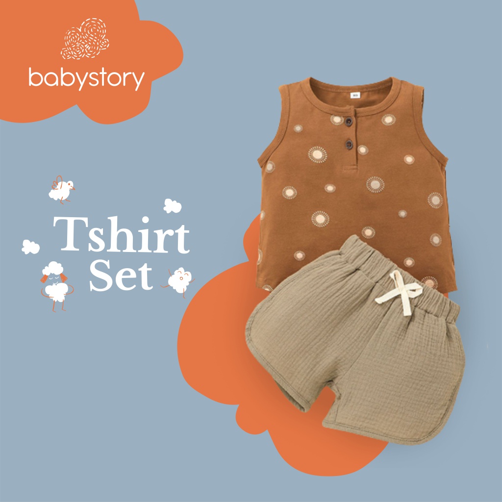 Setelan Baju anak laki Sleeveles Tshirt Casual baby boy