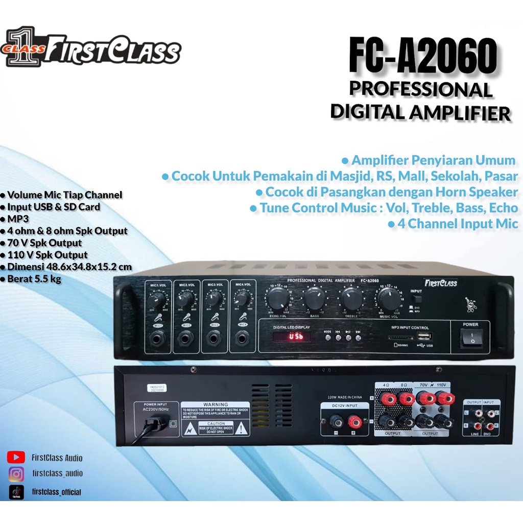 POWER AMPLIFIER FRISTCLASS FC A2060 ORIGINAL AMPLI KARAOKE BLUETOOTH