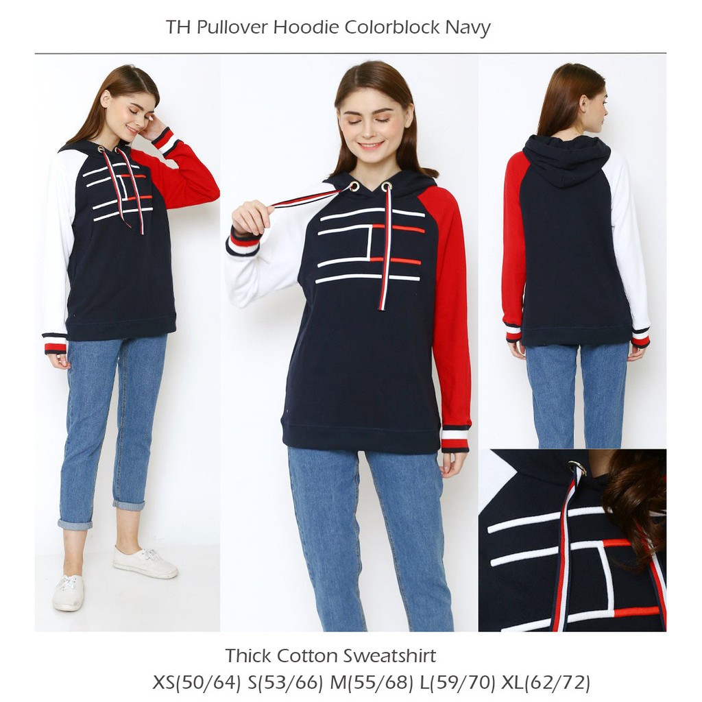 KOREA RAJUT LUCU HITAM BIRU LANGIT UNGU / TH Pullover Hoodie Colorblock Navy - Outer Sweater Wanita