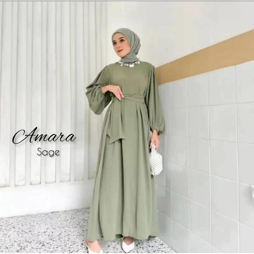 Amara Dress Baju Wanita Gamis Crinkle Airflow Dress Kondangan Baju Muslim Gamis Pesta Mewah Elegan