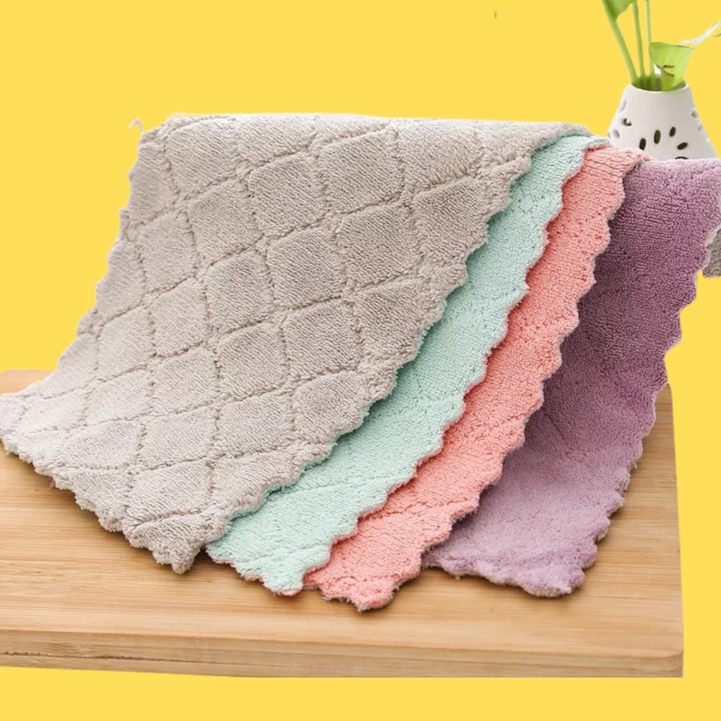 Kain Lap Piring Anti Minyak Bahan Microfiber Untuk Cuci Piring Dapur