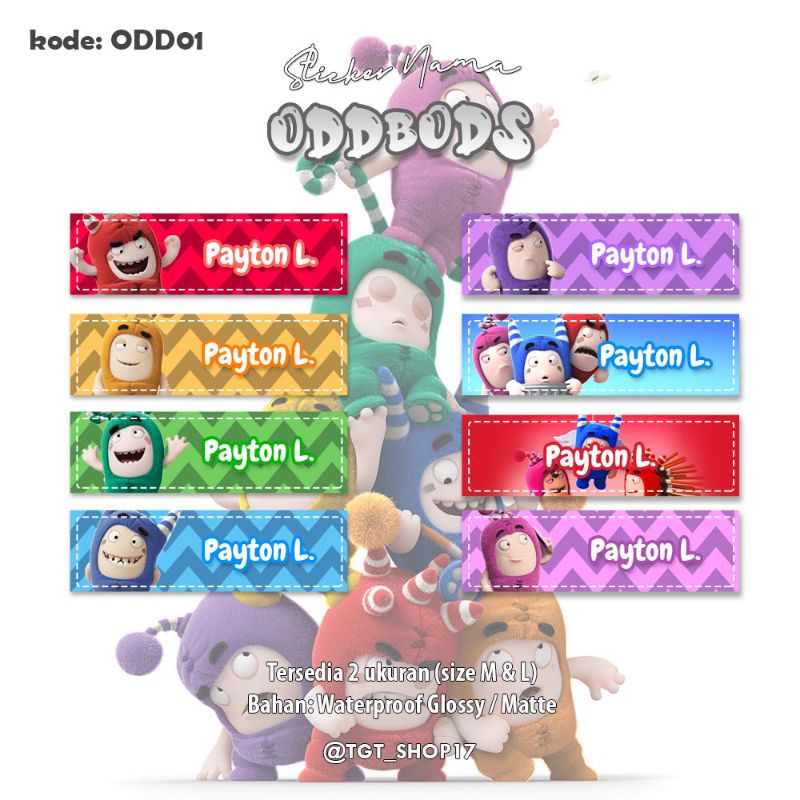 

Sticker label nama custom kartun odbods insideout incredibles ironman hulk bahan waterproof
