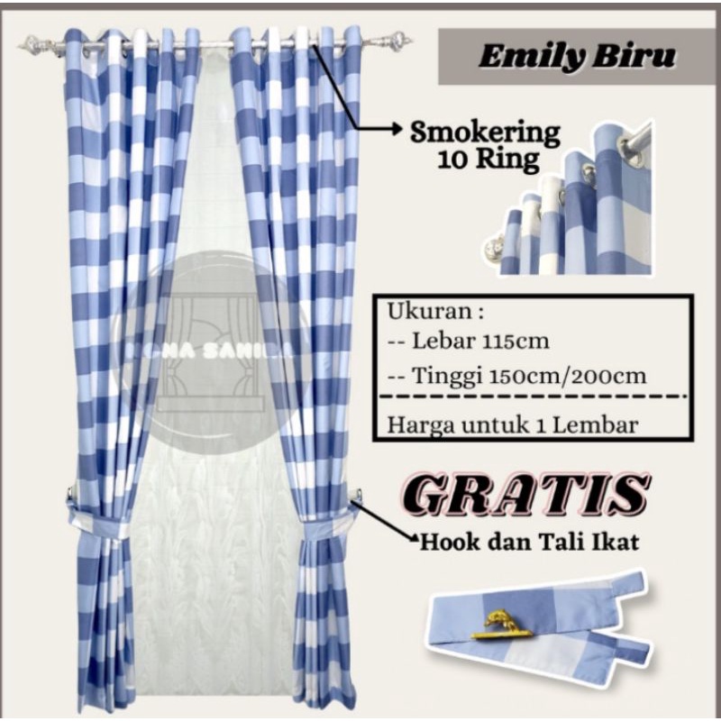 Gorden pintu gorden jendela gorden smokring motif kotak