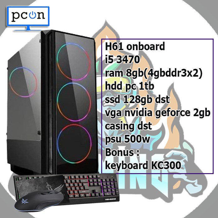 PC RAKITAN PC KOMPUTER GAMING RAM 8GB /SSD126GB/HDD1TB BONUS KEYBOARD