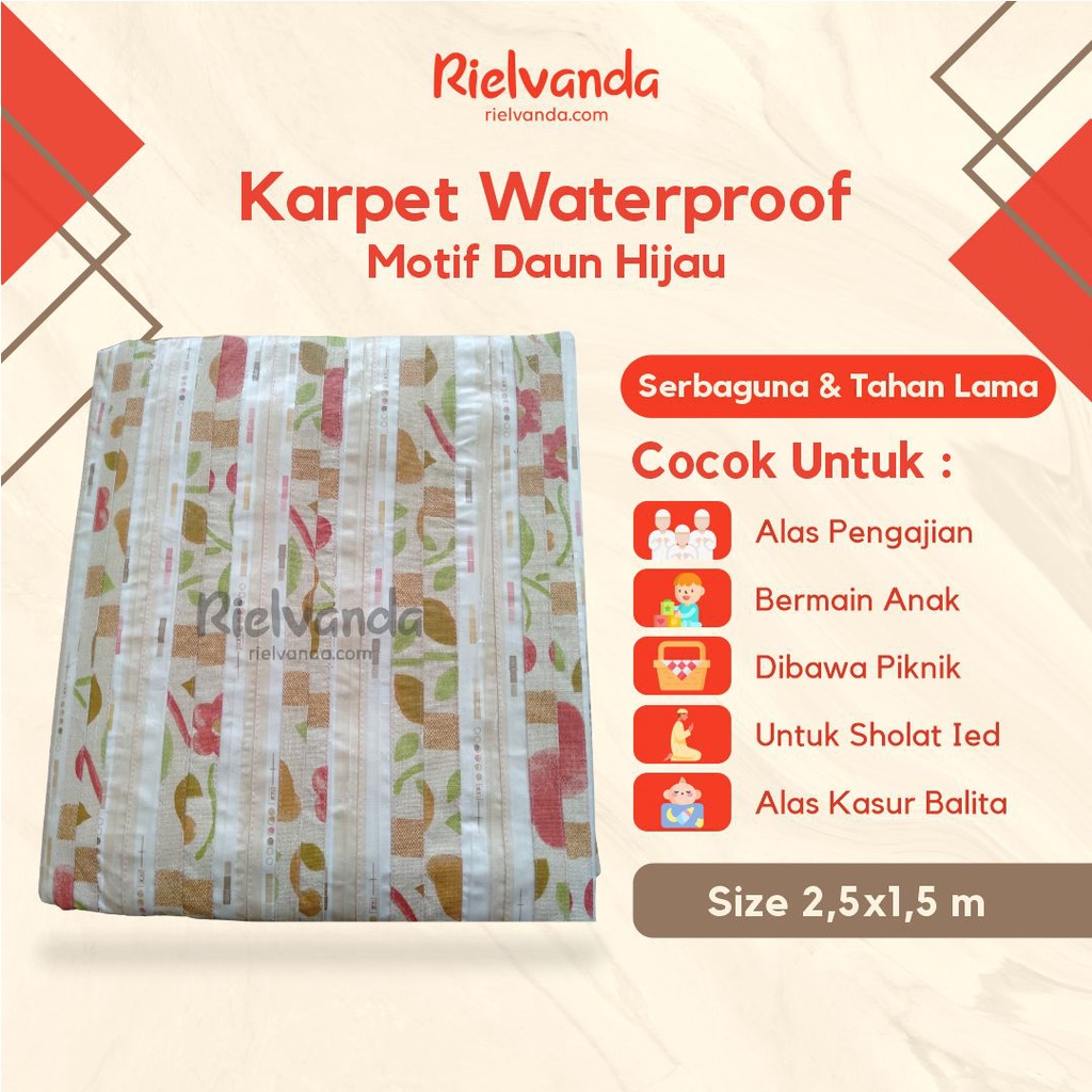 Karpet Waterproof Motif Daun Hijau Lipat Alas Anti Air Plastik Kamar Mandi Dapur Kitchen Aesthetic E