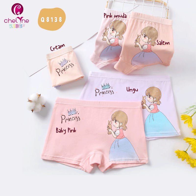 CD Boxer Chelyne Kids Anak Perempuan Q8138 / Q8124 / Q8125 Bahan Kaos Katun Spandex