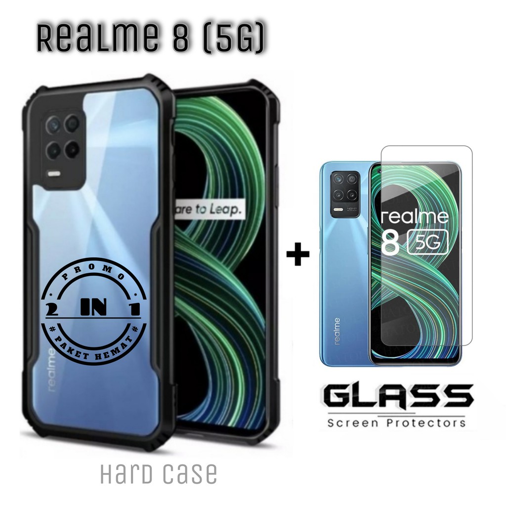 Paket 2in1 Hard Case RELAME 8 5G Free Pelindung Layar Clear Handphone Realme 8 5G