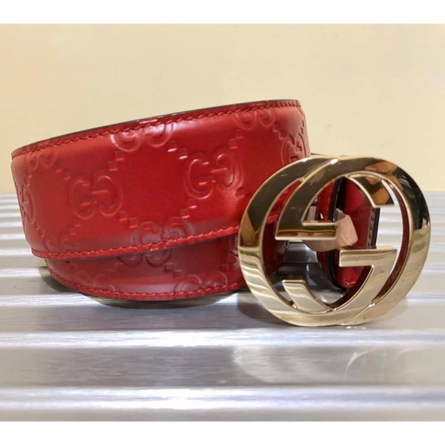 red gucci signature belt