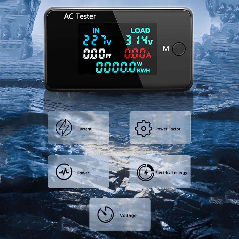 Voltmeter Digital AC 0-500V 5in1 Power Energy Meter 0-100A Ammeter Dengan Display LED