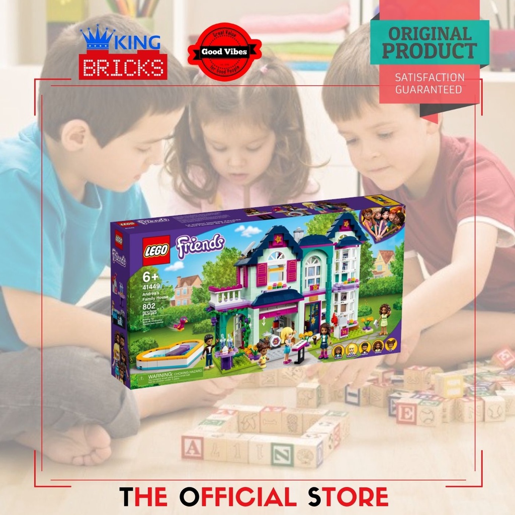 LEGO Original FRIENDS 41449 Andrea Family House - Mainan Anak Perempuan Cewek Rumah Keluarga Andrea