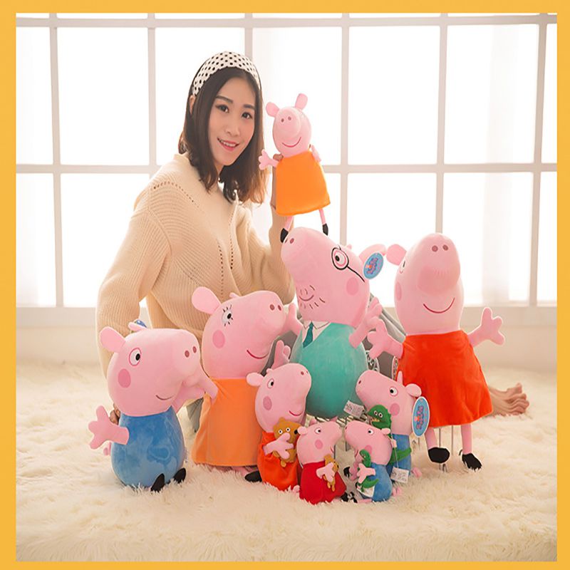 20-110cm Peppa Pig George Mummy Daddy Plush Toy Stuffed Doll Kids Fans  Birthday Gift