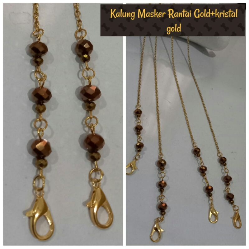 Kalung Masker Rantai gold+manik2
