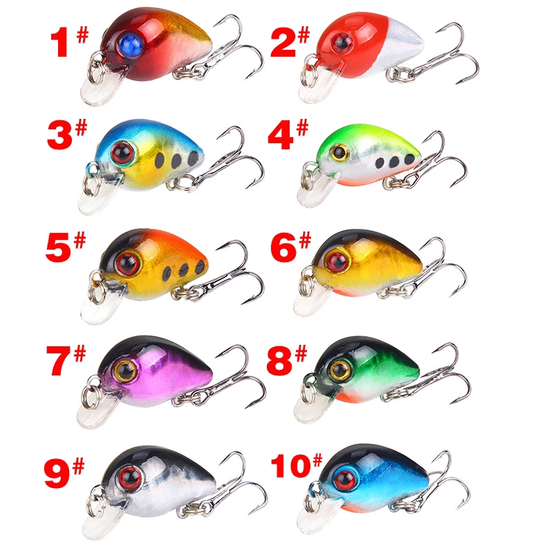 Mini Minnow Lure Kail Pancing Umpan Mancing Umpan Mancing Alat Pancing CrankBait relix nusantara Alat Pancing Murah Umpan Pancing Buatan Plastic Bait Umpan Ikan CrankSet Umpan Pancing 1PCS 3cm/1.6g