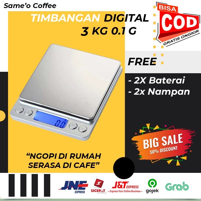 TIMBANGAN DIGITAL DAPUR PERHIASAN (KOPI / BUAH / EMAS) 3 KG 0.1 g + WADAH