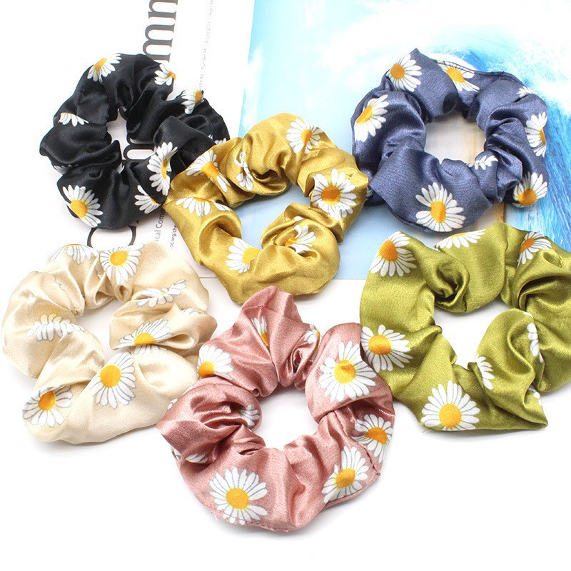 Ikat Rambut H165 Korea Fashion Motif Scrunchie Satin Bunga Tali Aksesoris Karet Korea TMALL88