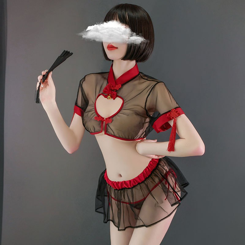 (COD) Lingerie Wanita Set G String Cosplay transparan Sexy cheongsam anime Seragam A395