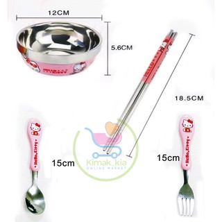 PERALATAN MAKAN HELLO  KITTY  DORAEMON STAINLESS STEEL 