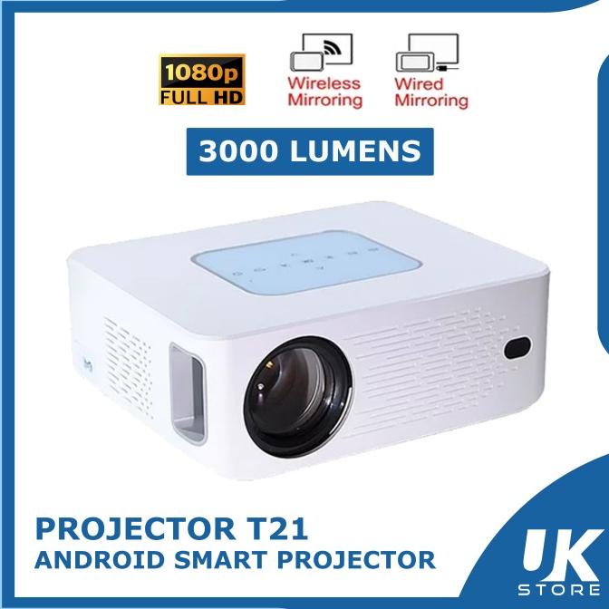 Projector T21 Android 3000 Lumens LCD Smart Projector Support 1080P