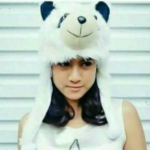 Topi Wanita Kupluk Hoodie Bulu Boneka Beruang Panda Putih Penutup Telinga Panjang Winter Ushanka