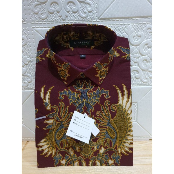 Kemeja Batik Alisan Slimfit / Reguler Tangan Pendek size 16