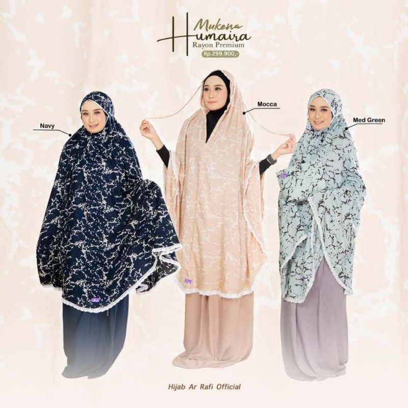Mukena Humaira Arrafi mukena resleting Rukuh potongan lajuran rayon motif