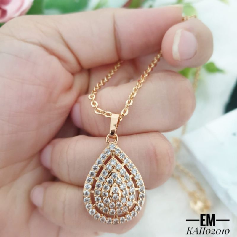 Kalung Fashion Rhodium Zircon Oval K02151