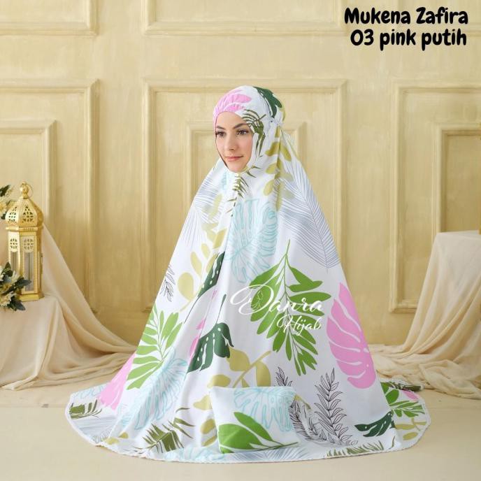 Ori&Terjamin New Mukena Zafira 03 Pink Putih Shabby Chic Katun Adem Danra Hijab