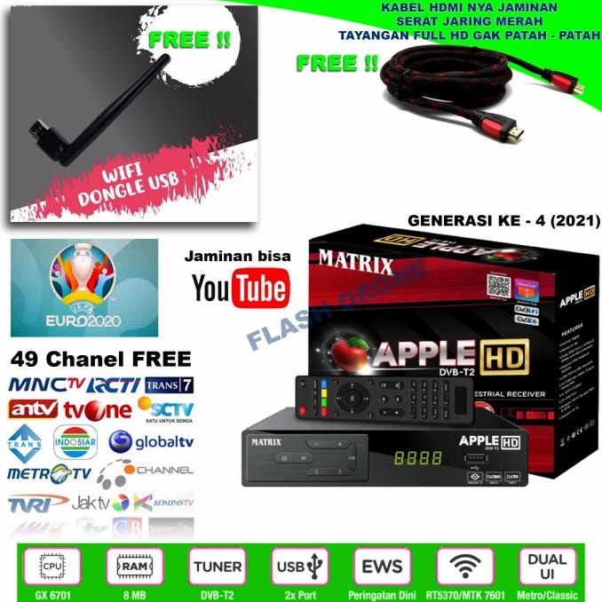 SET TOP BOX + DONGLE WIFI + HDMI - MATRIX TV DIGITAL YOUTUBE IPTV DLL