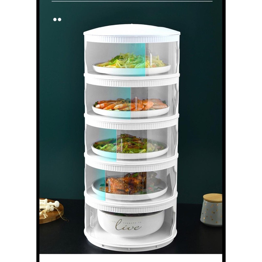 Multi-layer Rak Plastik penyimpanan tempat makanan penutup Tudung Saji