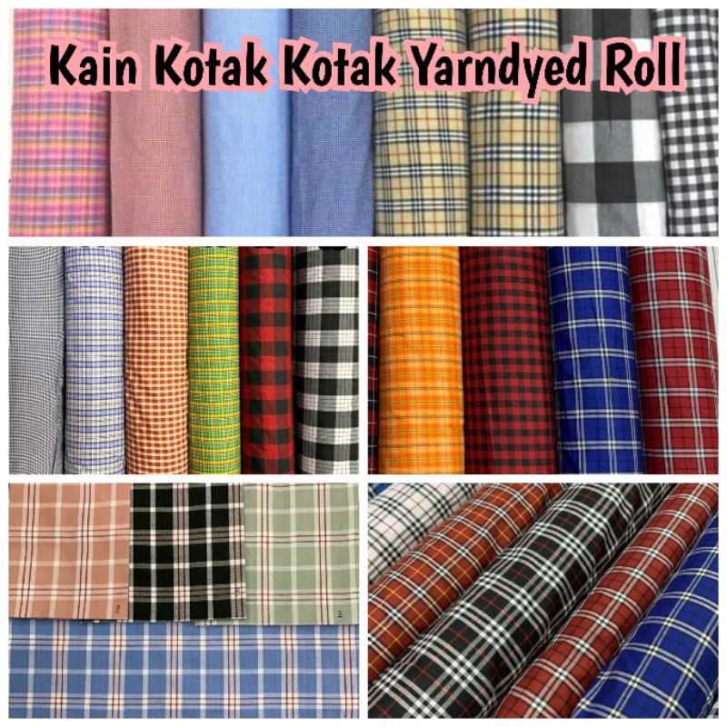 Kain Yarndyed Kotak Kotak & Garis 1 Roll Motif