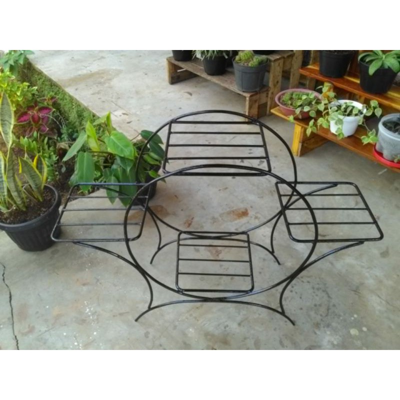 Standing Rak Pot Besi Motif lingkaran (4 Susun)