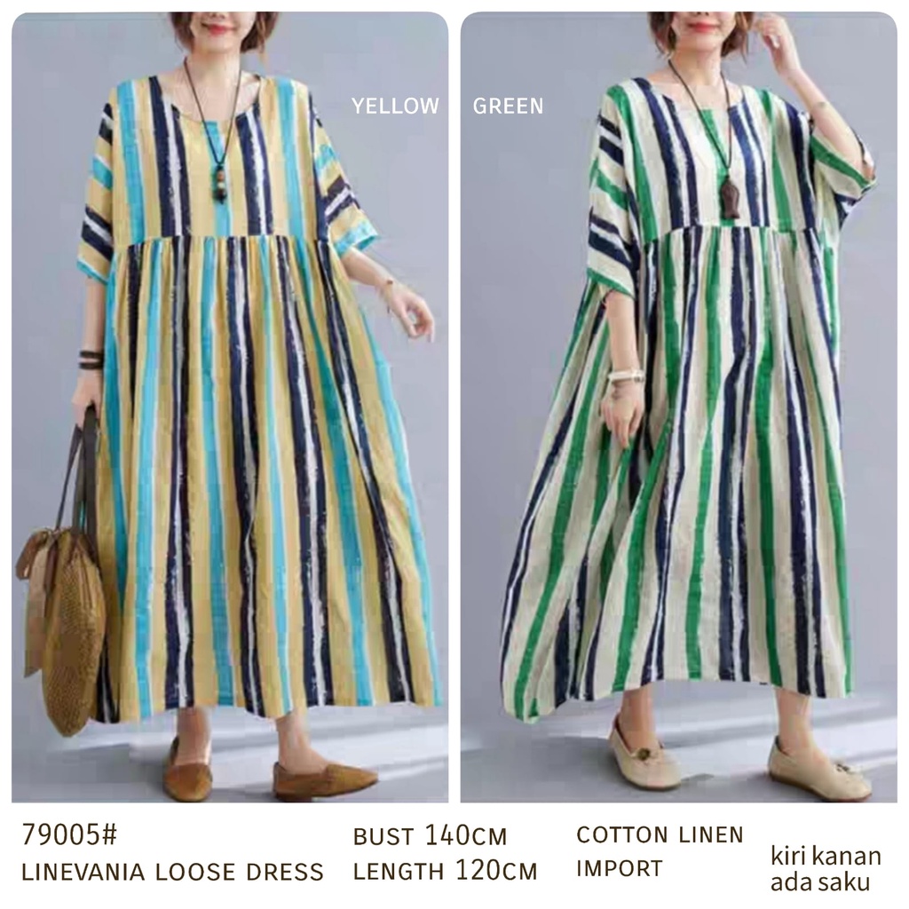{ VIRAL } 79005# linevania loose dress 3M$ three M fashion pakaian wanita