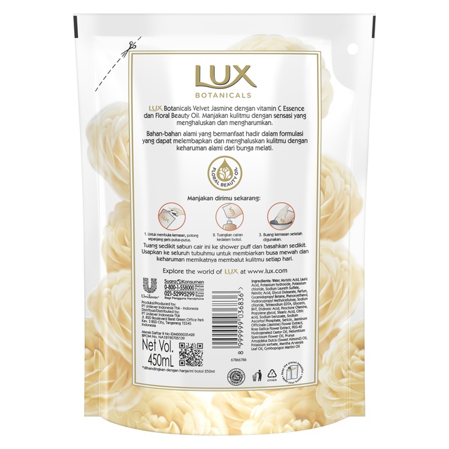 Lux Botanicals Sabun Mandi Cair Velvet Jasmine 400 mL x3