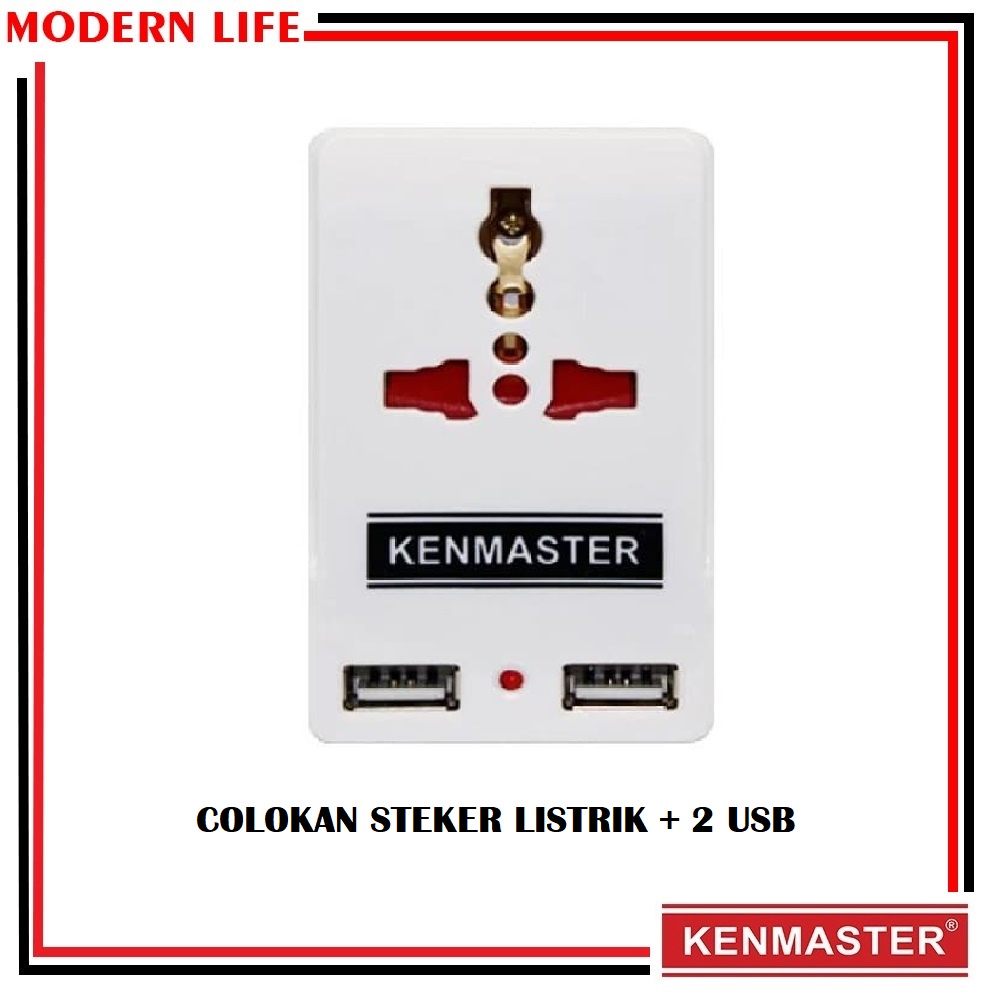 Kenmaster Steker Colokan Listrik 2 USB Plug Adaptor Stop Kontak S0203