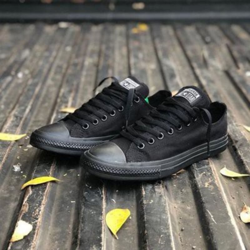 Sepatu Sekolah Hitam Full. Sepatu CONVERSE Hitam Polos. Sepatu Hitam Laki Perempuan