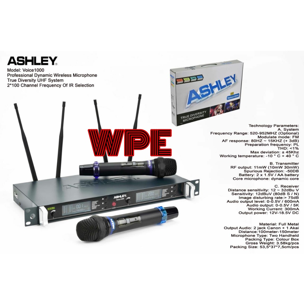 mic wireless ashley voice1000 / ashley voice 1000 original