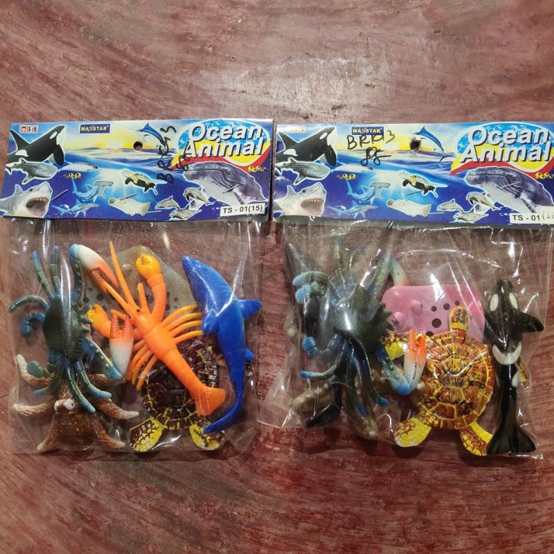 Mainan Anak Hewan Binatang Laut Pantai Ikan Paus Lumba Hiu Shark Kepiting Gurita Kura-Kura Pari Sea 