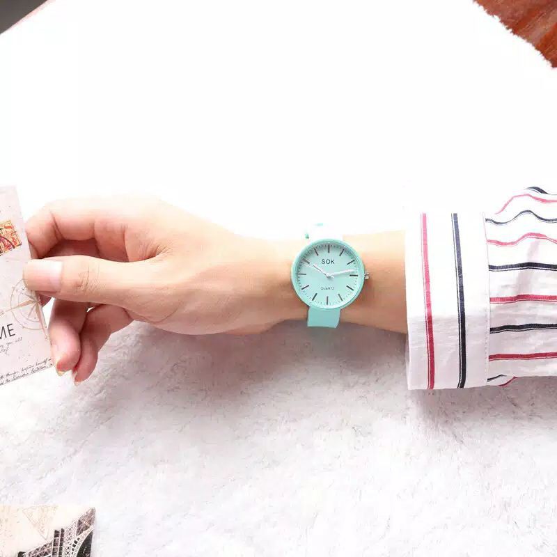 TJM JAM TANGAN WANITA SOK WARNA WARNI HARAJUKU KOREAN FASHION CASUAL JELLY MEN AND WOMEN WATCH