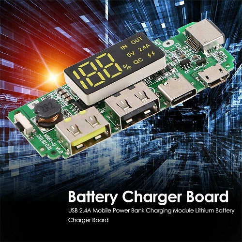 Modul DIY Rakitan Power Bank 18650 With LCD Display Fast Charge Lithium Battery 5V 2.4A Kit Module input Type-C Micro USB Lighting Powerbank