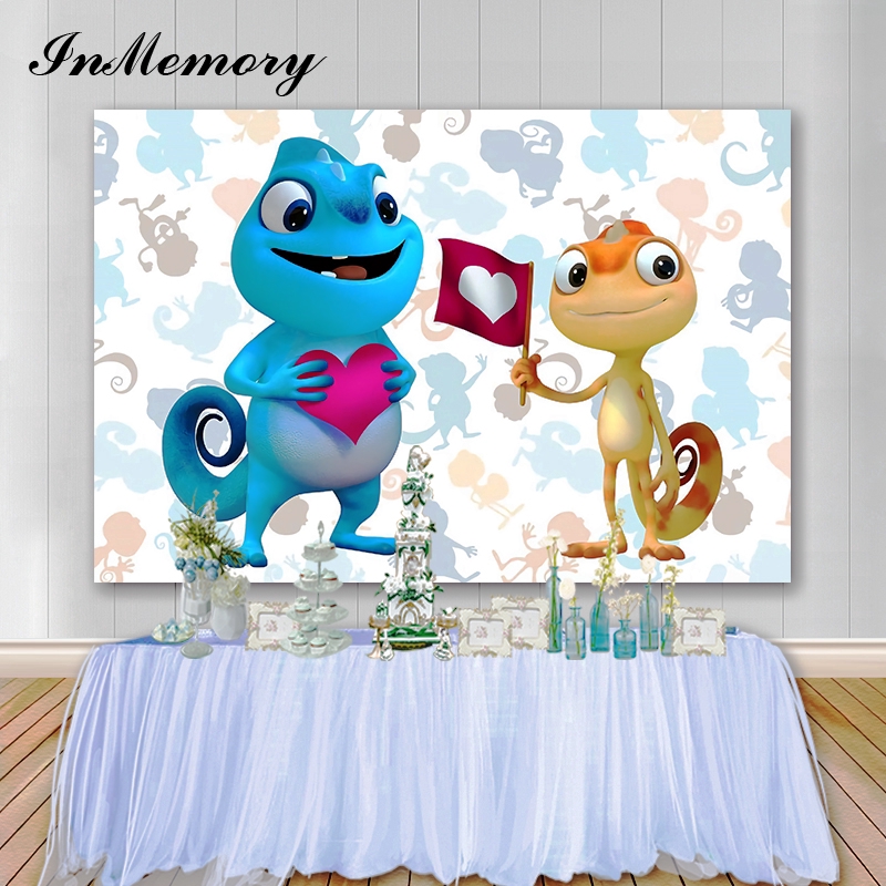 Background Desain Kartun Bunglon Warna Biru Putih Untuk Dekorasi Foto Studio Anak Dan Pesta Ulang Tahun Shopee Indonesia