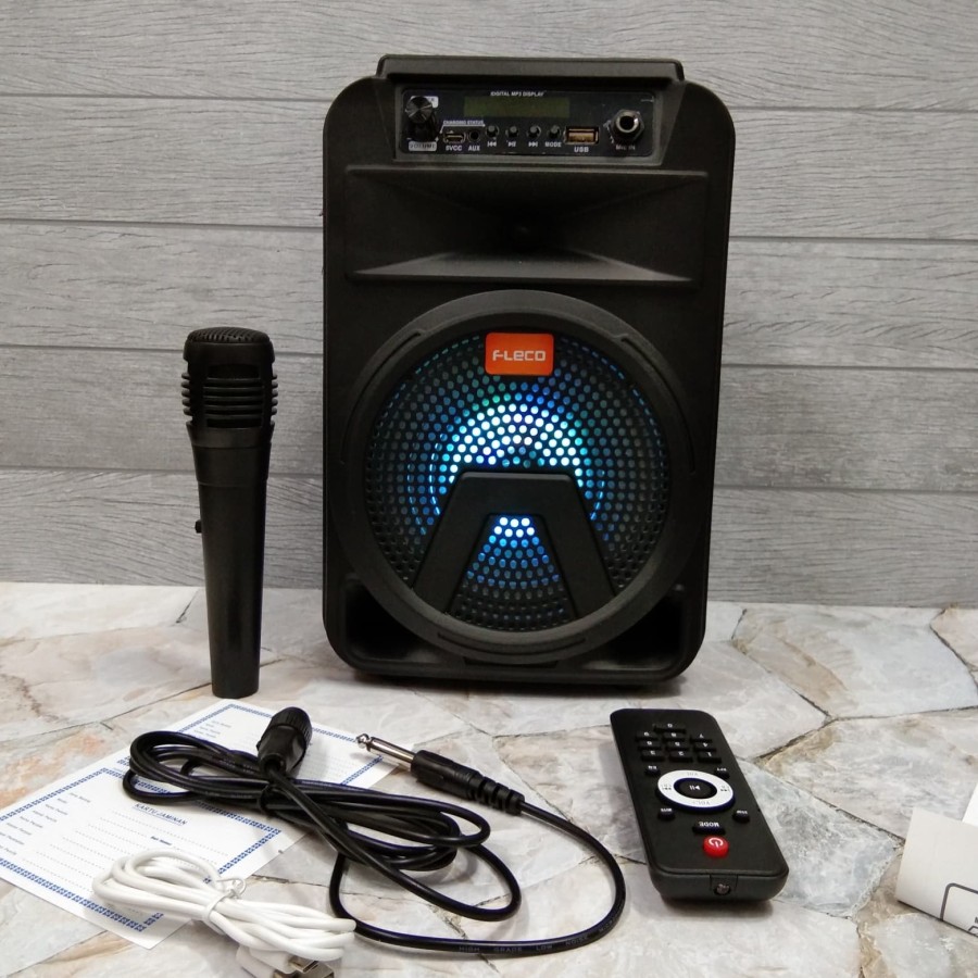 Speaker Bluetooth karaoke Fleco F-3362/F-3363 6.5 inch (Bonus mic + Remote)