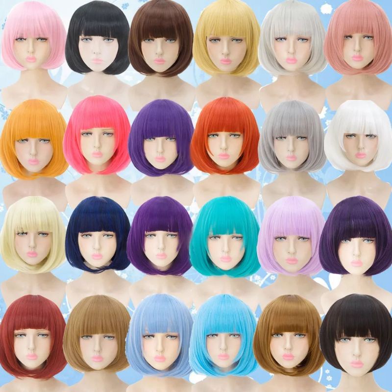 RAMBUT PALSU PENDEK WIG WARNA WARNI UNTUK COSPLAY HARAJUKU ANIME JEPANG