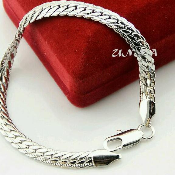 ◘ Gelang  Titanium Rantai Pipih Sisik Pria & Wanita (asli Titanium) ➴