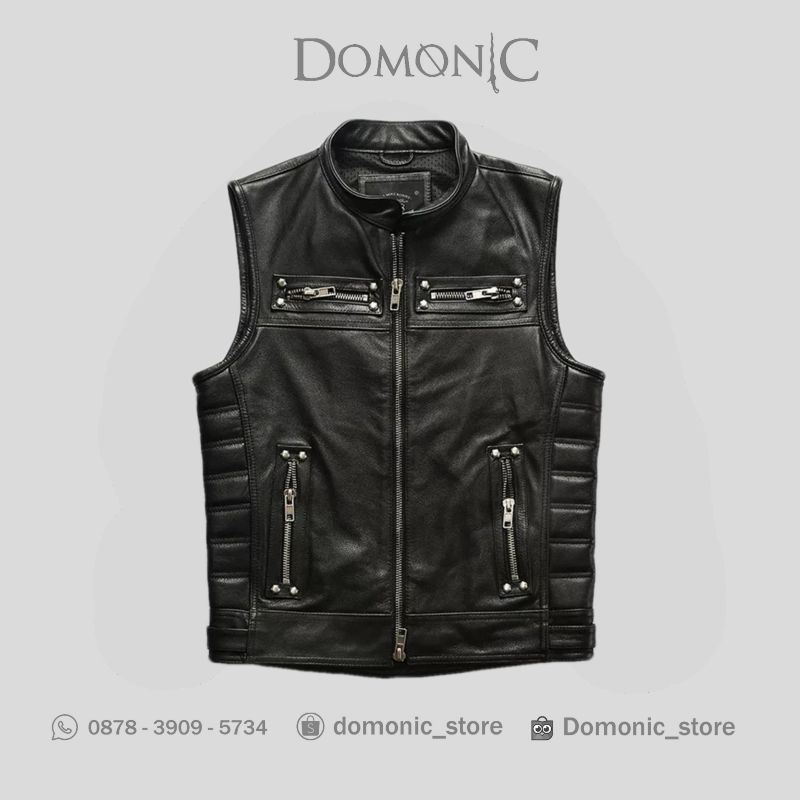ROMPI MOTOR KULIT ASLI VEST MOGE BIKER HARLEY DAVIDSON STYLE