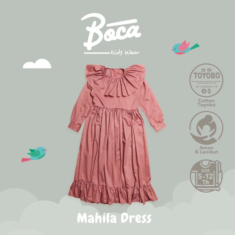 Baju Gamis Dress Anak Perempuan Boca Mahila Dress - Dusty Pink - Toyobo Fodu