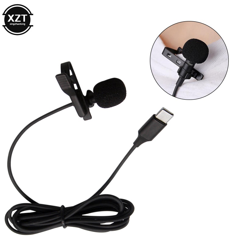 Microphone Clip-on USB Type C Lavalier Untuk Smartphone Tablet