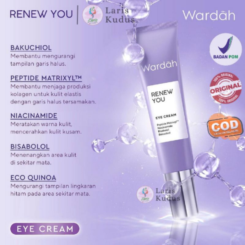 Wardah Renew You Anti Aging Eye Cream 10ml/Wardah Renew You Eye Cream/Wardah Renew You Krim Mata/War